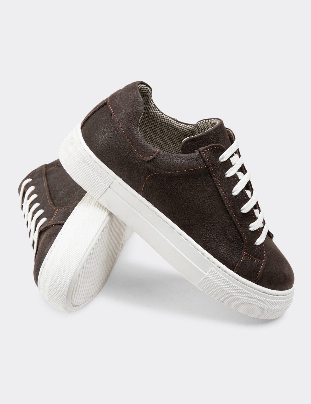 Brown Leather Sneakers - Z1681ZKHVC27