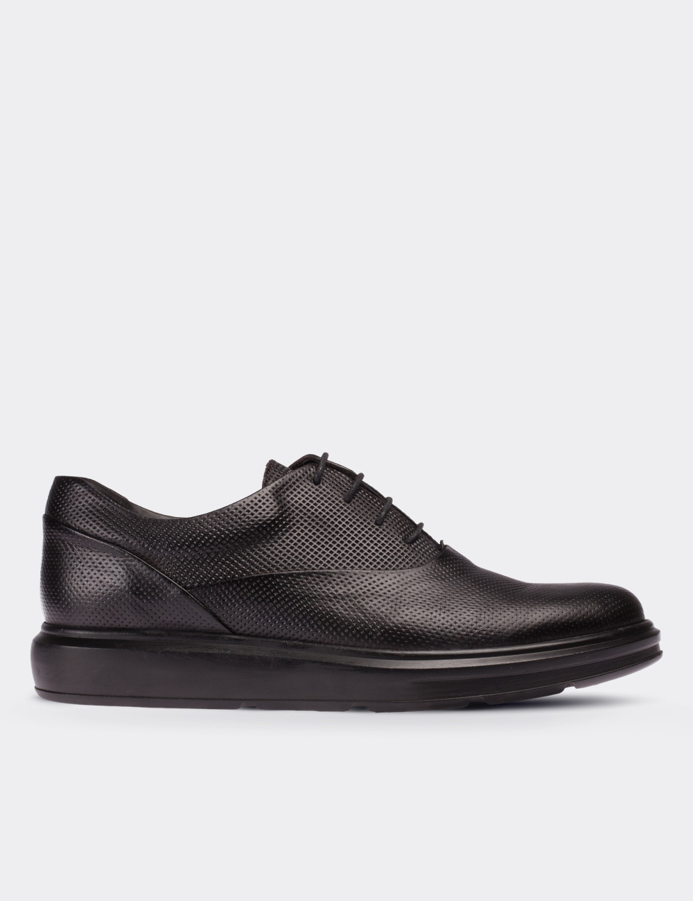Black  Leather Lace-up Shoes - 01652MSYHP04