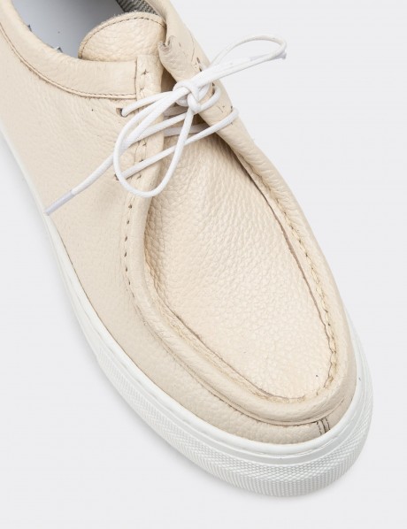 Beige Leather Sneakers