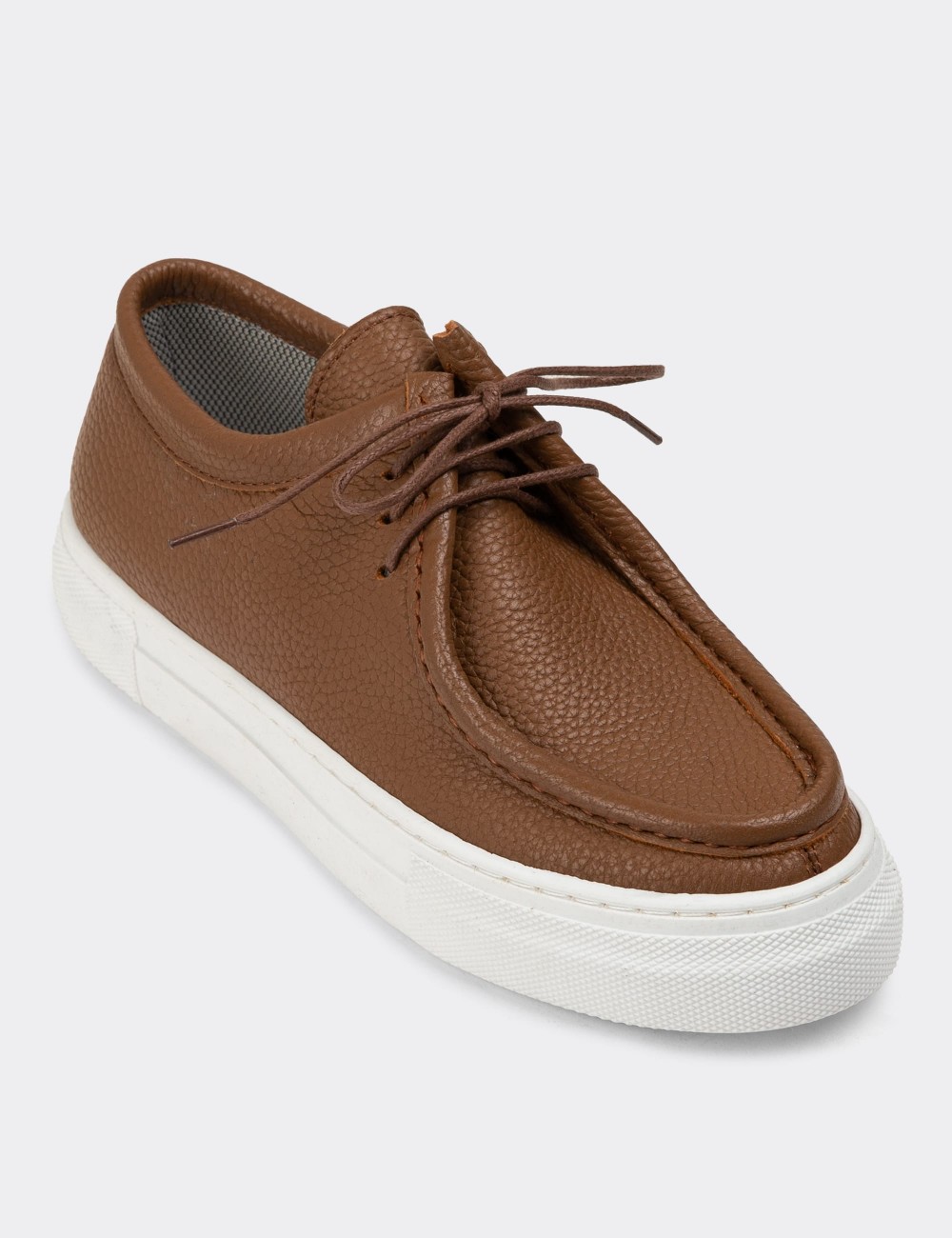 Tan Leather Sneakers - Z1682ZTBAC01
