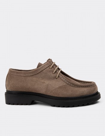 Sandstone Suede Leather Lace-up Shoes - 01935ZVZNC02