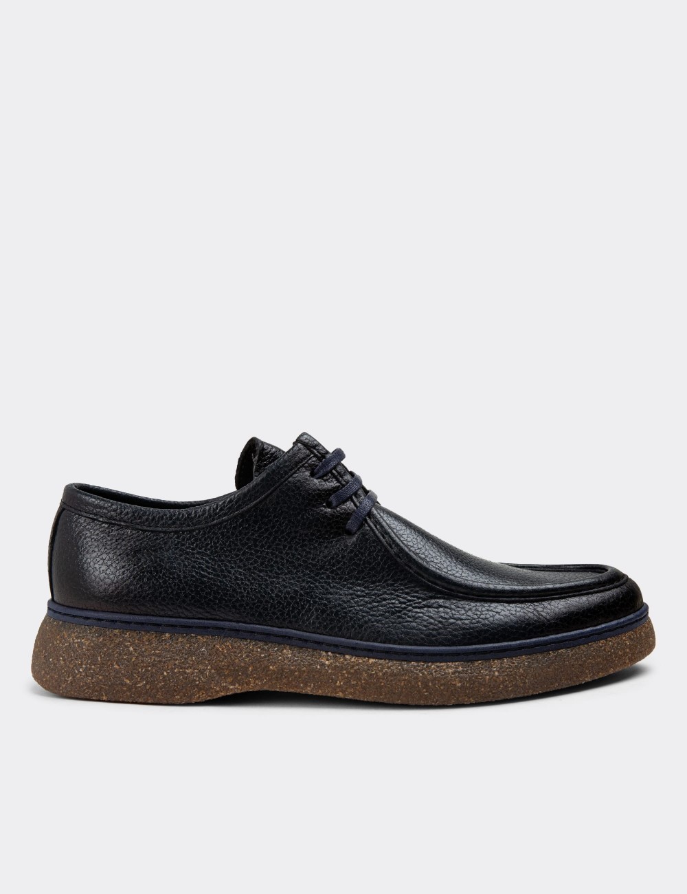 Navy Leather Lace-up Shoes - 01927MLCVC01
