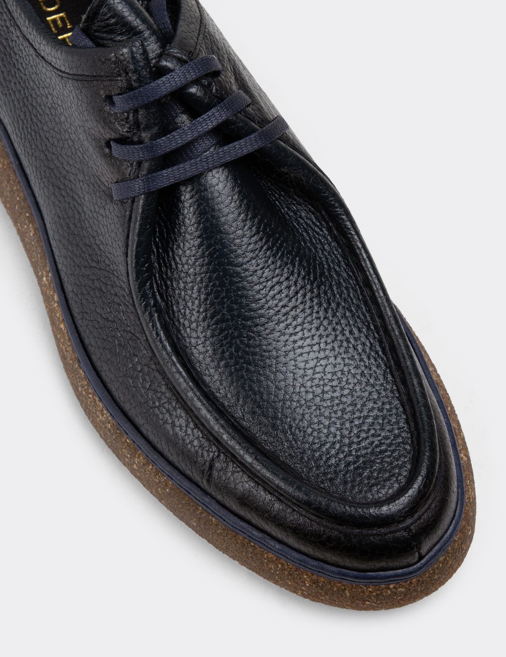 Navy Leather Lace-up Shoes - 01927MLCVC01