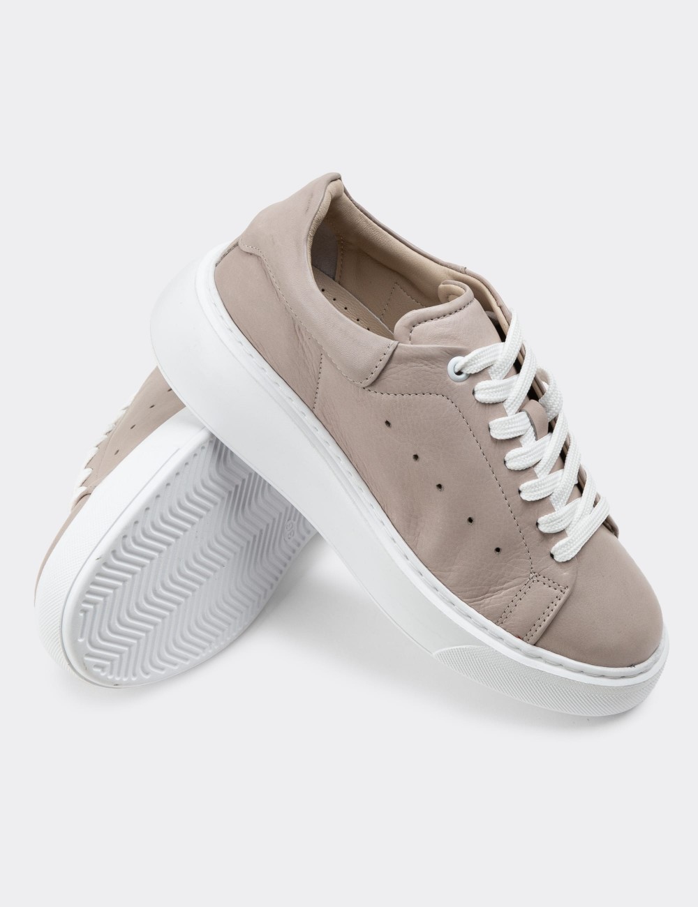 Sandstone Leather Sneakers - SE515ZVZNP01