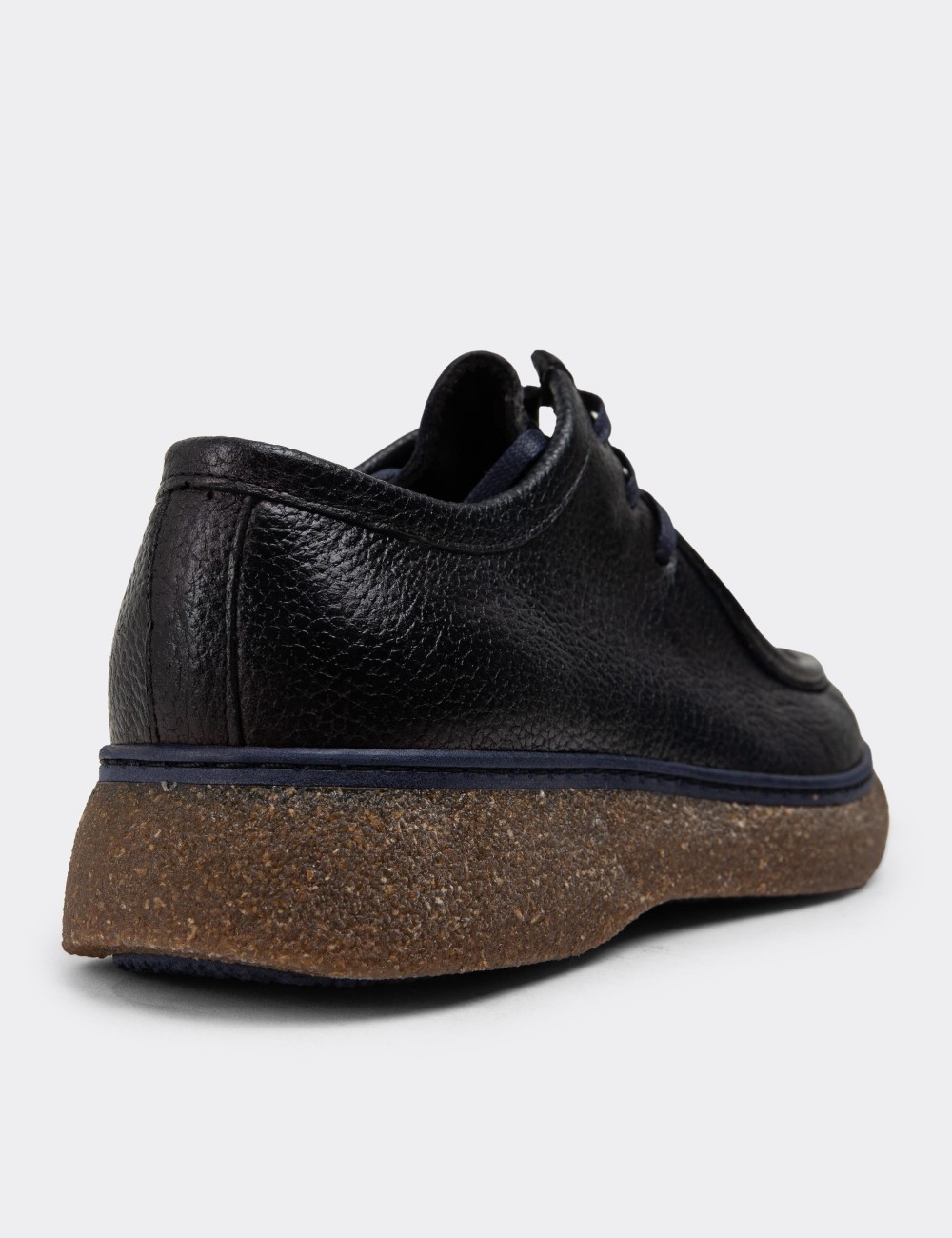 Navy Leather Lace-up Shoes - 01927MLCVC01