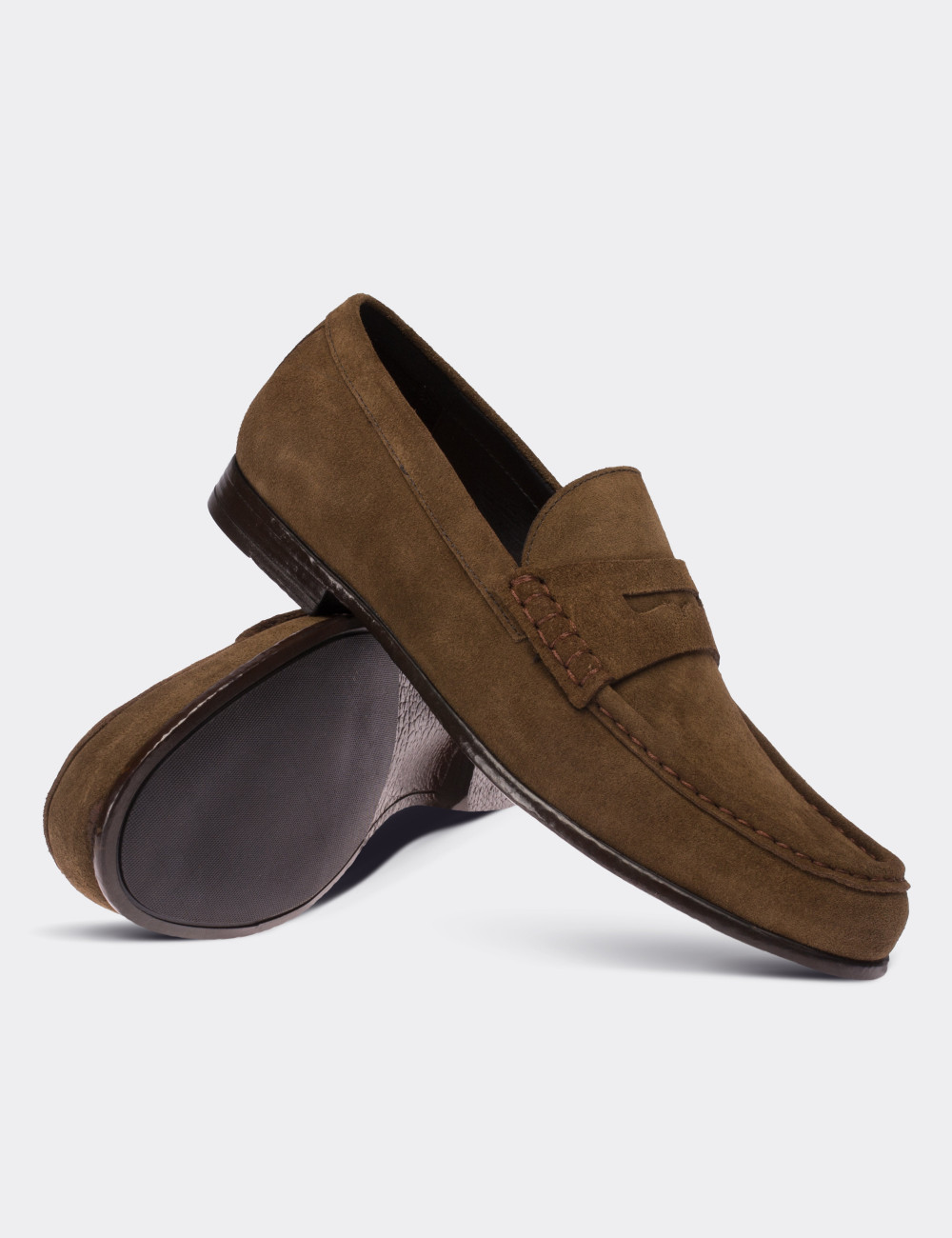 Tan Suede Leather Loafers - 01510MTBAC01