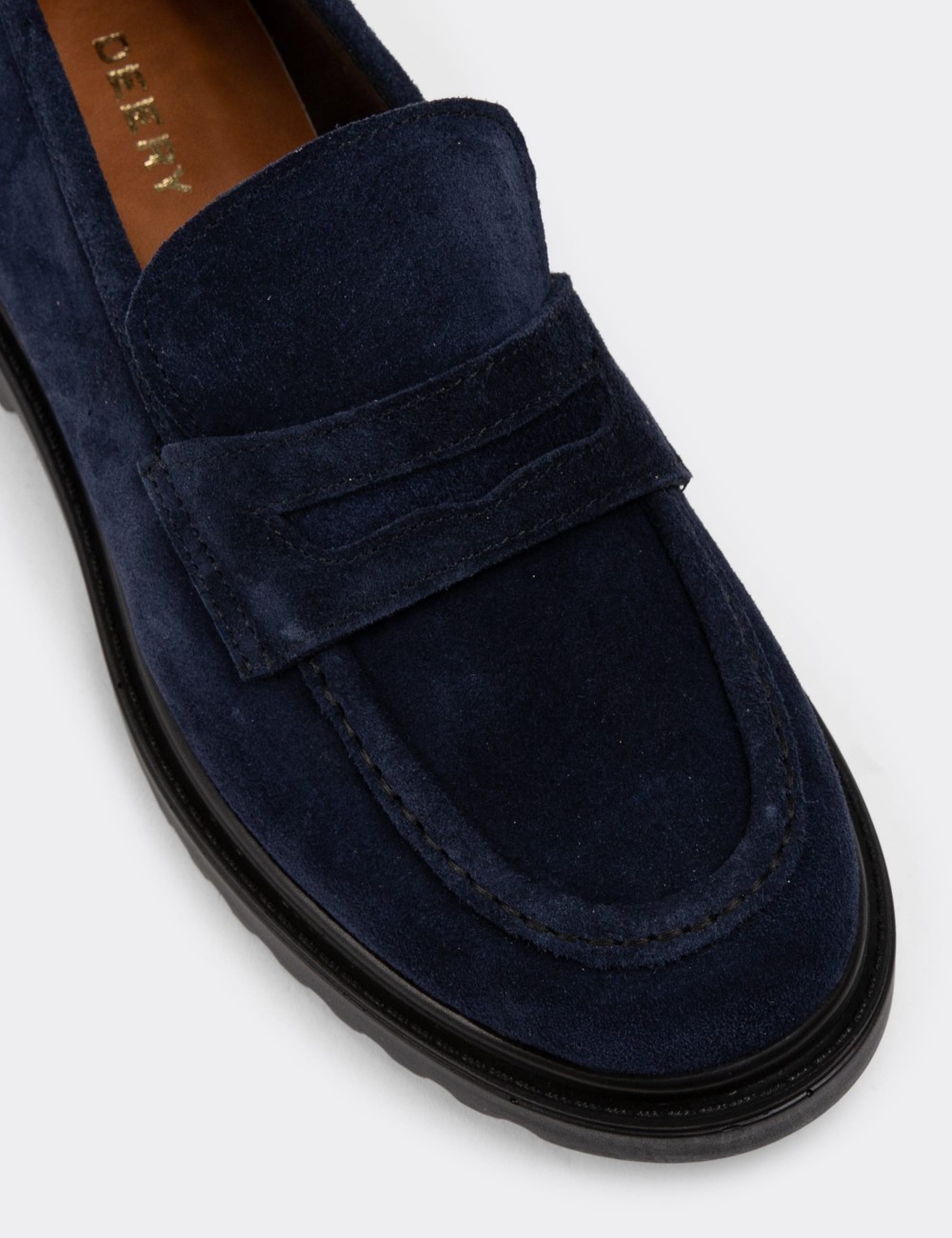 Navy Suede Leather Loafers - 01903ZLCVP01