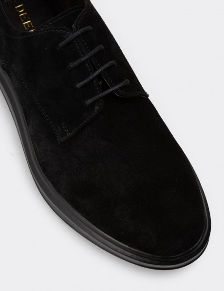 Black Suede Leather Lace-up Shoes