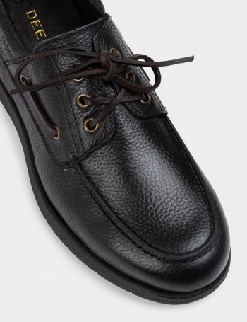 Black Leather Lace-up Shoes - 01941MSYHC01
