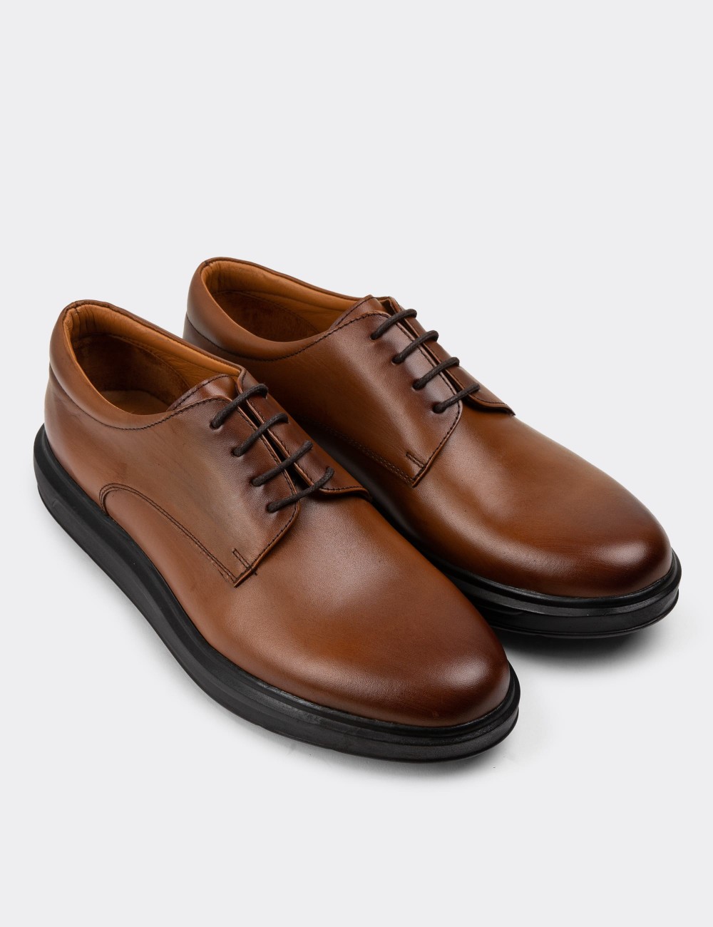 Tan Leather Lace-up Shoes - 01934MTBAP01