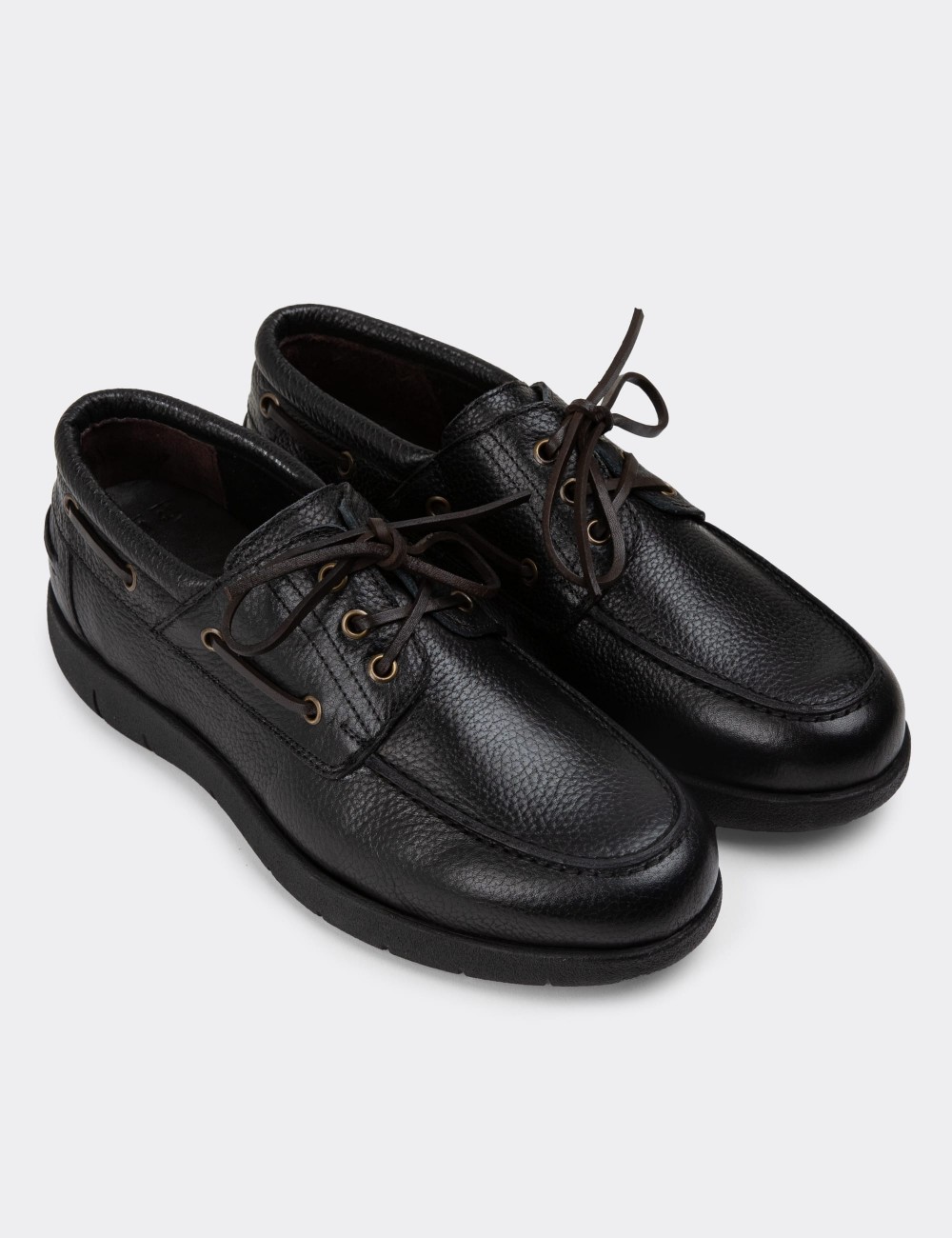 Black Leather Lace-up Shoes - 01941MSYHC01