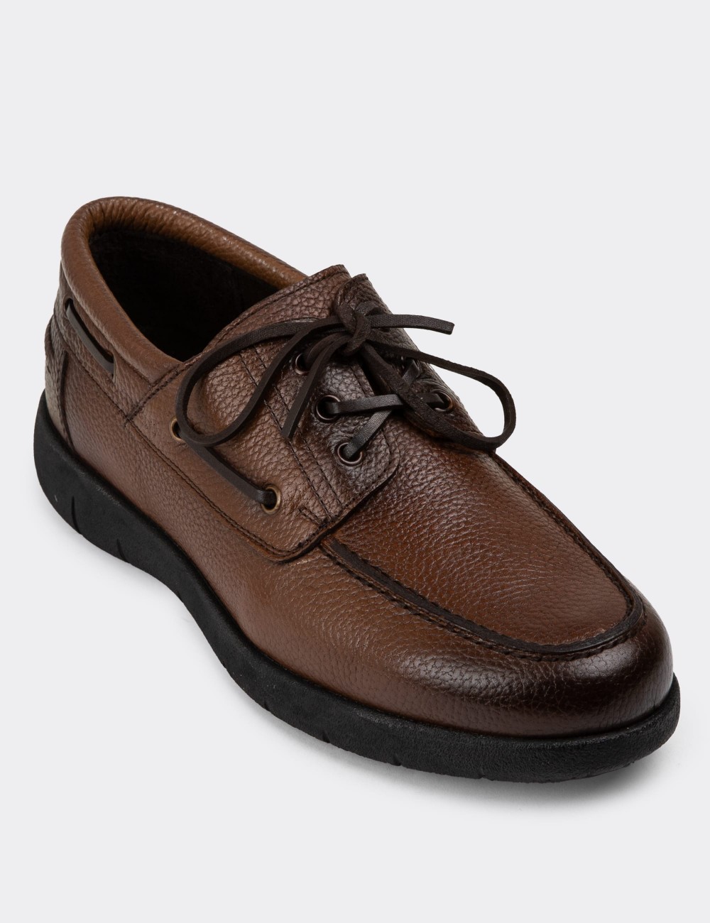 Tan Leather Lace-up Shoes - 01941MTBAC01