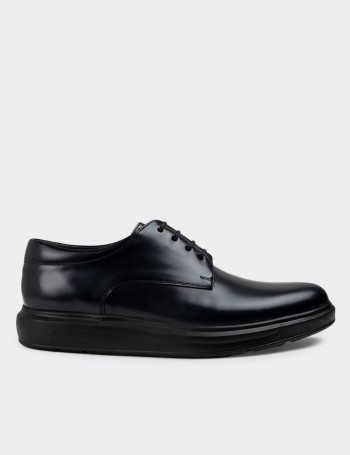 Navy Leather Lace-up Shoes - 01934MLCVP01