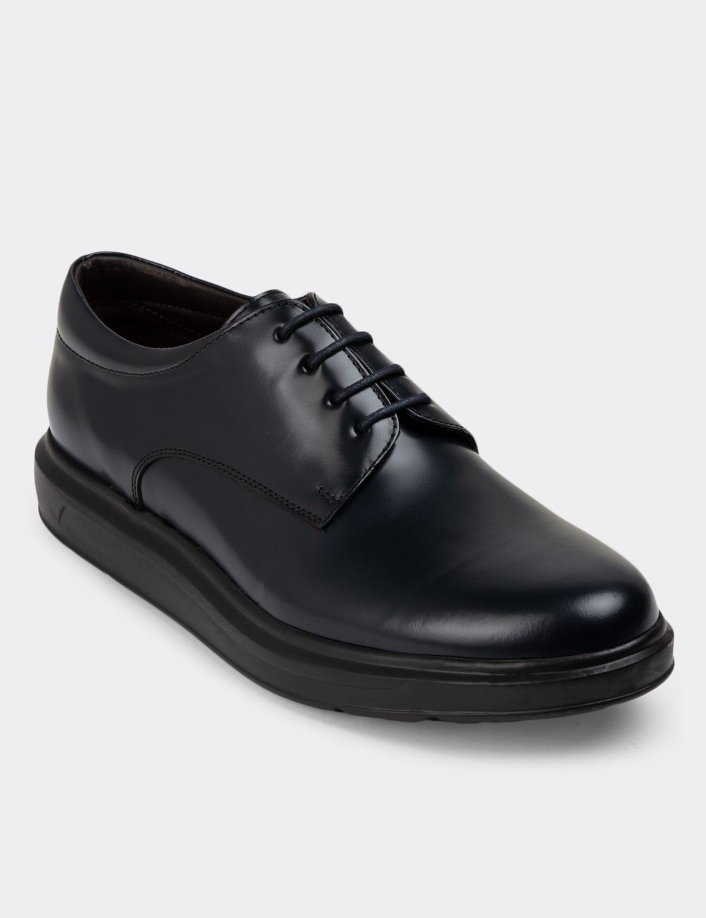 Navy Leather Lace-up Shoes - 01934MLCVP01