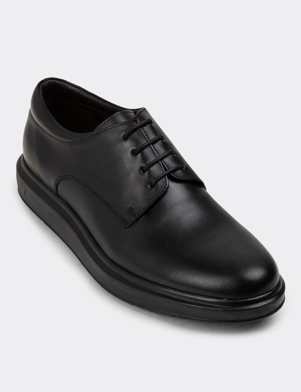 Black Leather Lace-up Shoes - 01934MSYHP03