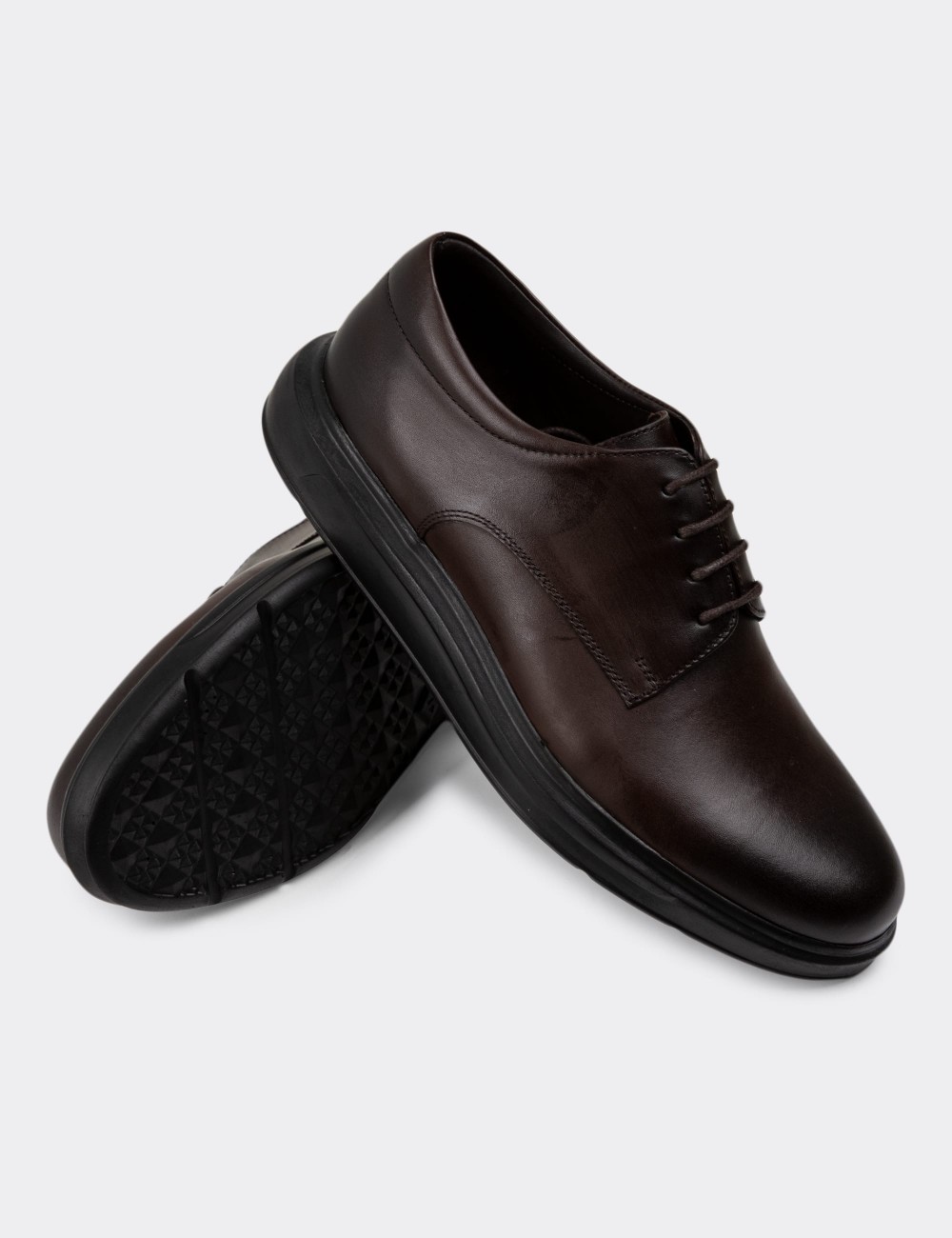 Brown Leather Lace-up Shoes - 01934MKHVP01