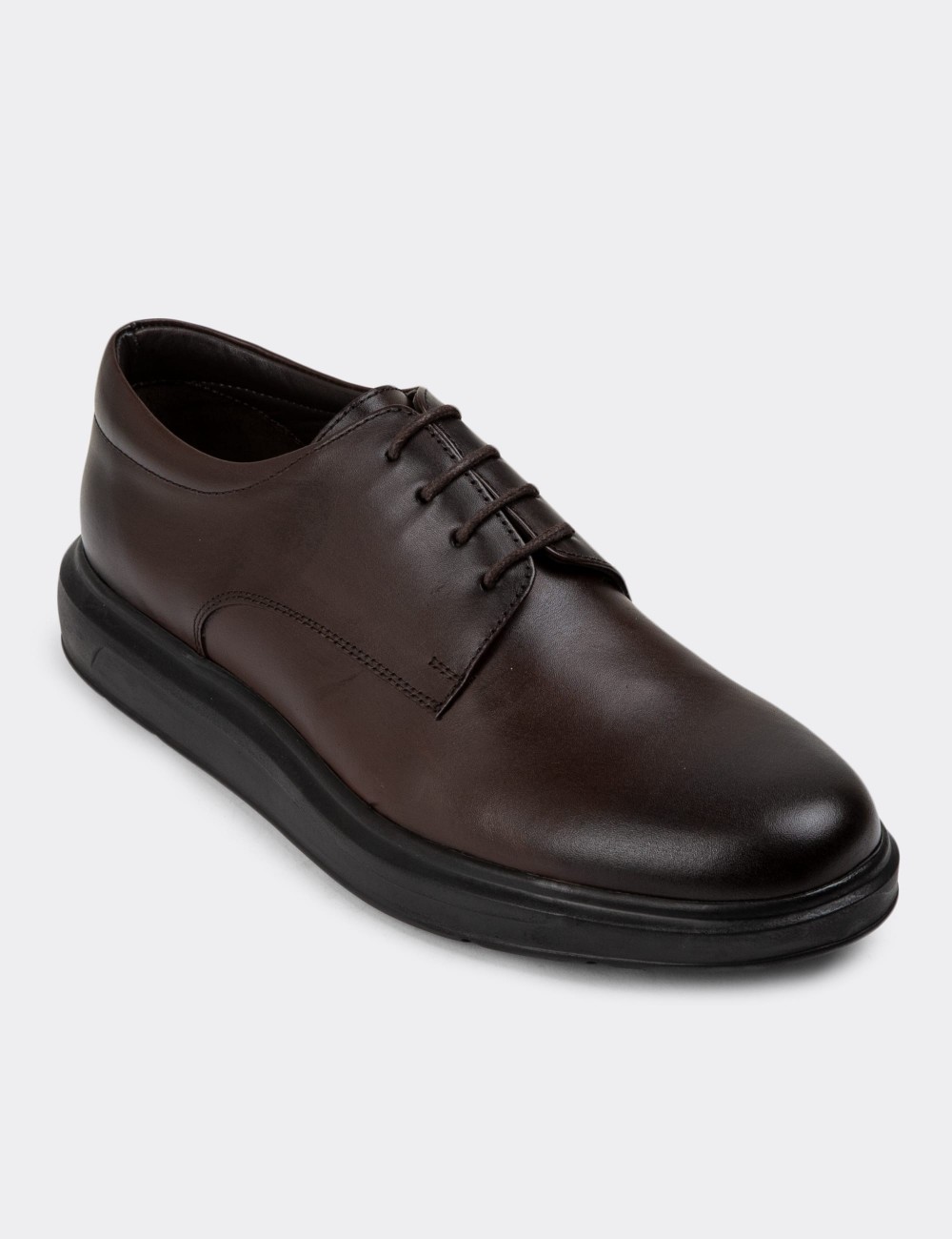 Brown Leather Lace-up Shoes - 01934MKHVP01