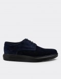 Navy Suede Leather Lace-up Shoes