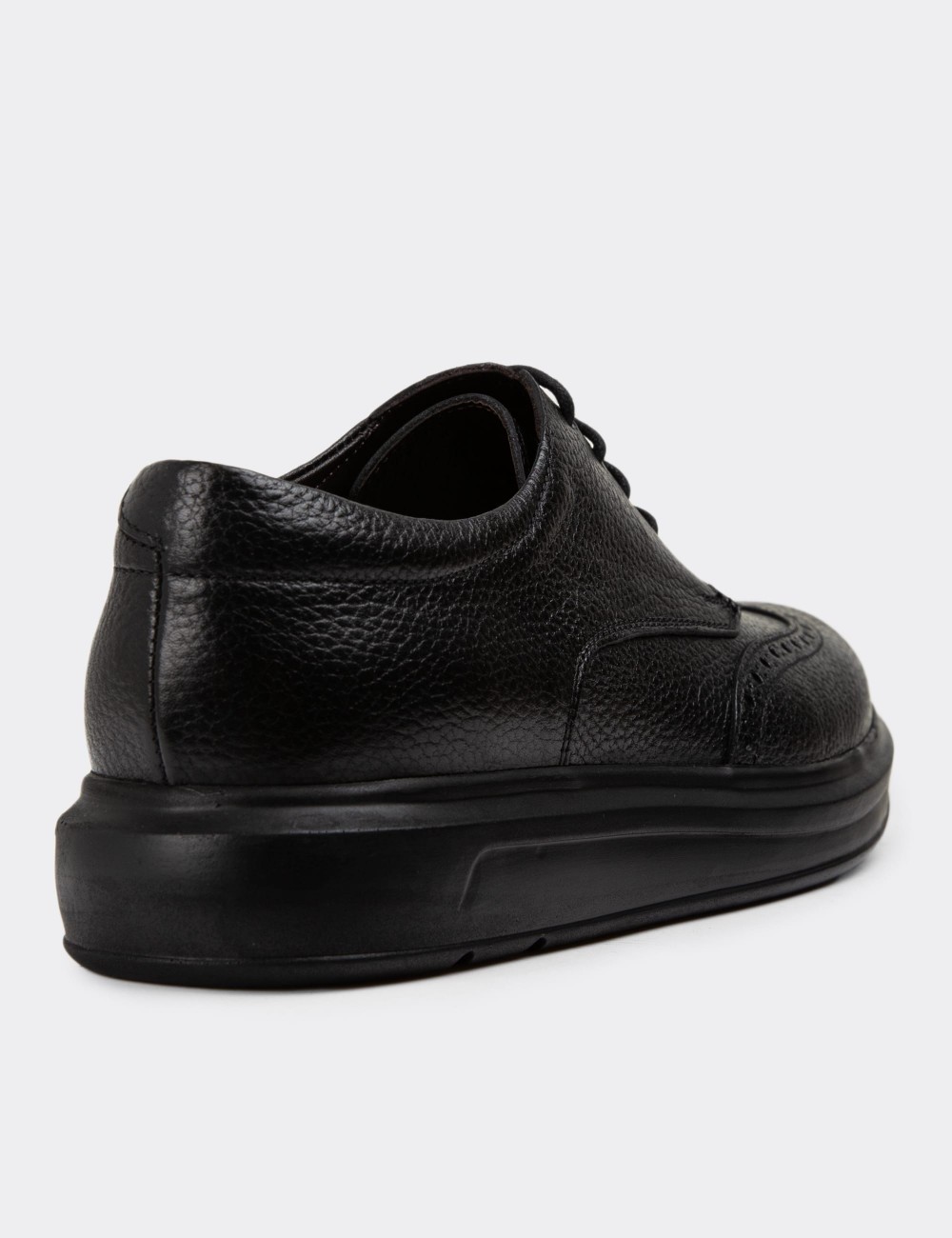 Black Leather Lace-up Shoes - 01942MSYHP01