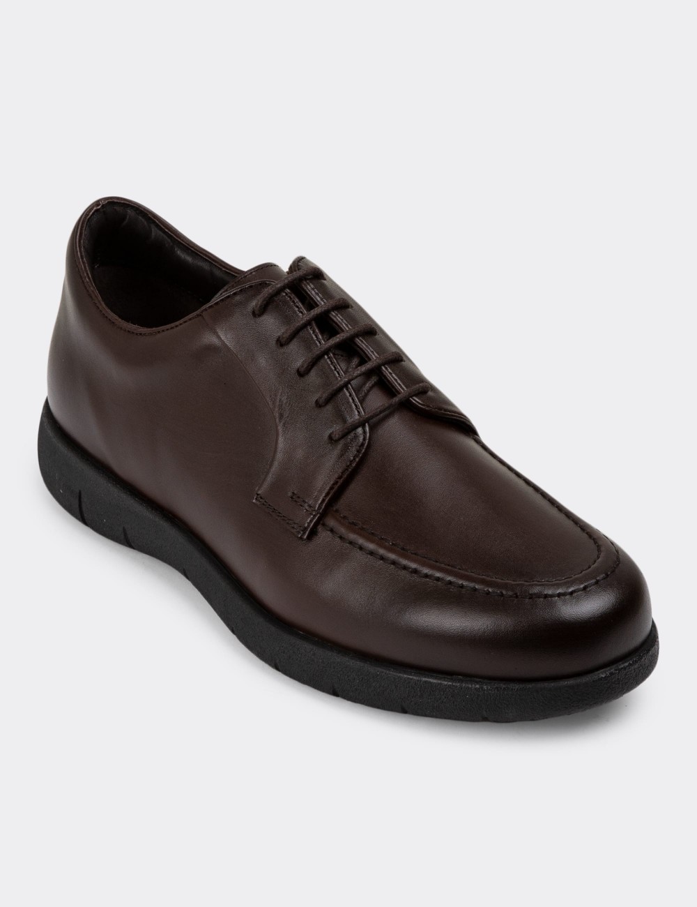 Brown Leather Lace-up Shoes - 01930MKHVC03