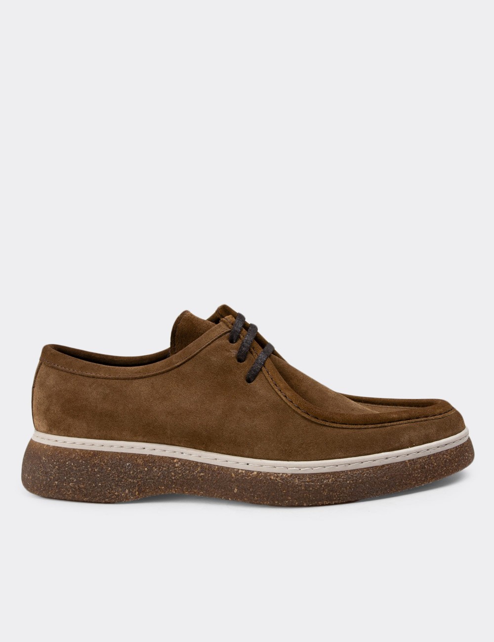 Sandstone Suede Leather Lace-up Shoes - 01927MVZNC01