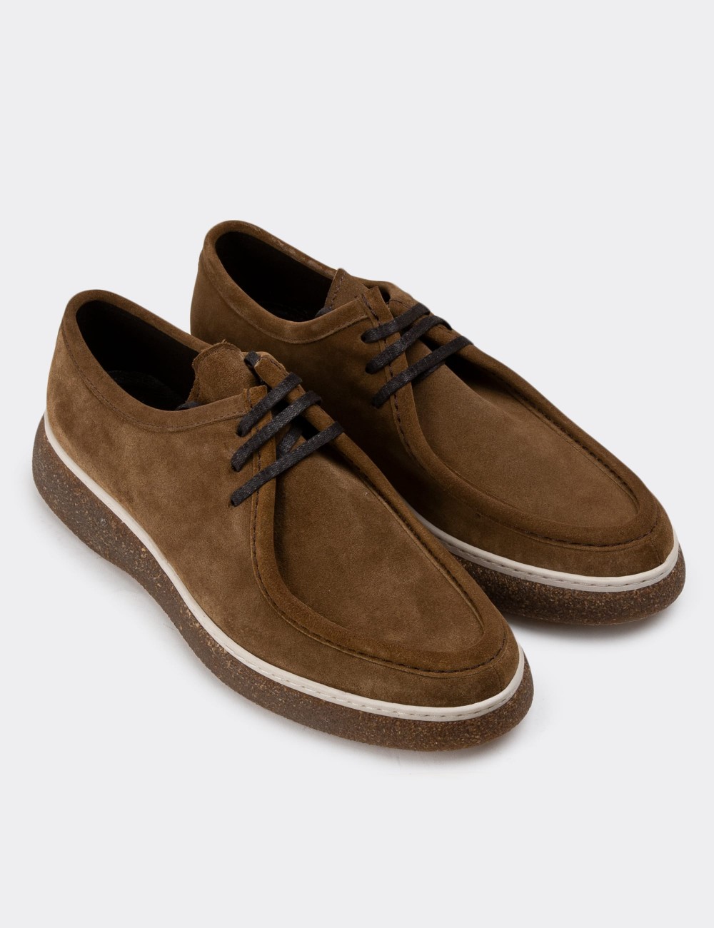 Sandstone Suede Leather Lace-up Shoes - 01927MVZNC01