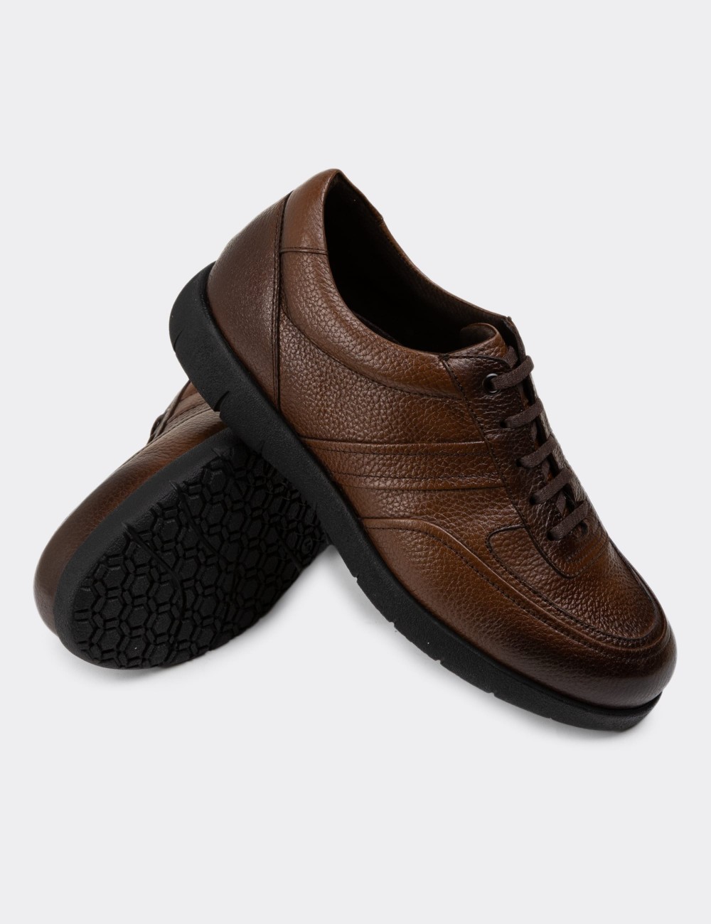 Brown Leather Lace-up Shoes - 01944MKHVC01