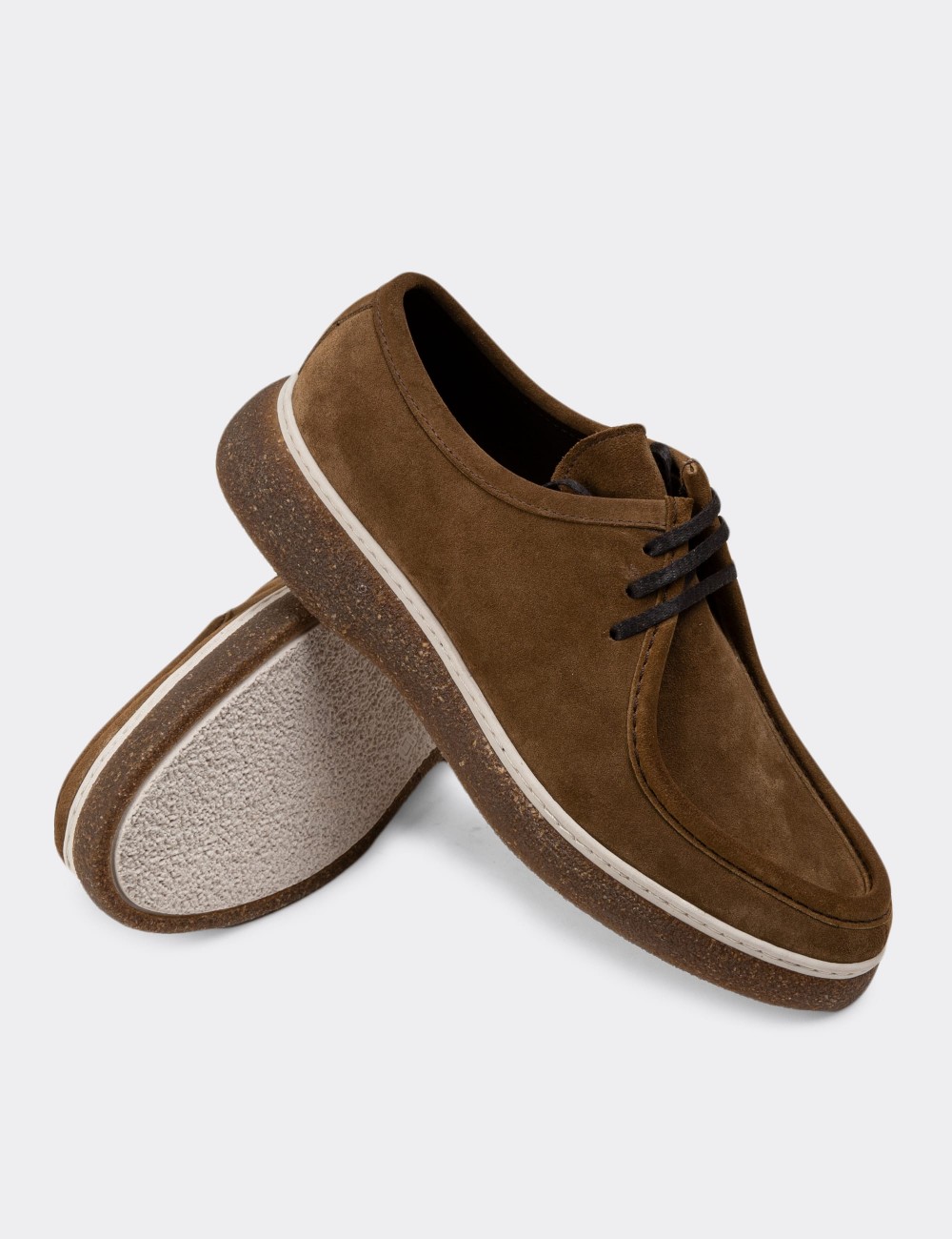 Sandstone Suede Leather Lace-up Shoes - 01927MVZNC01
