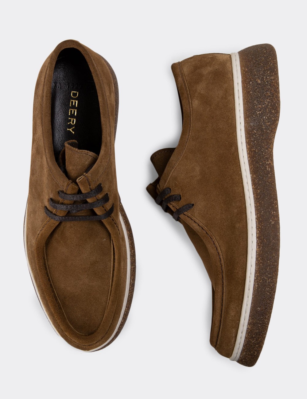 Sandstone Suede Leather Lace-up Shoes - 01927MVZNC01