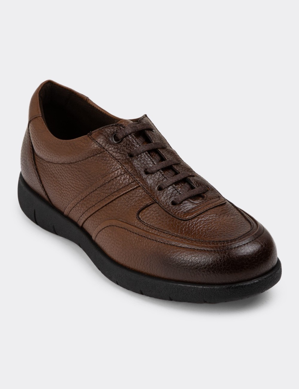 Brown Leather Lace-up Shoes - 01944MKHVC01