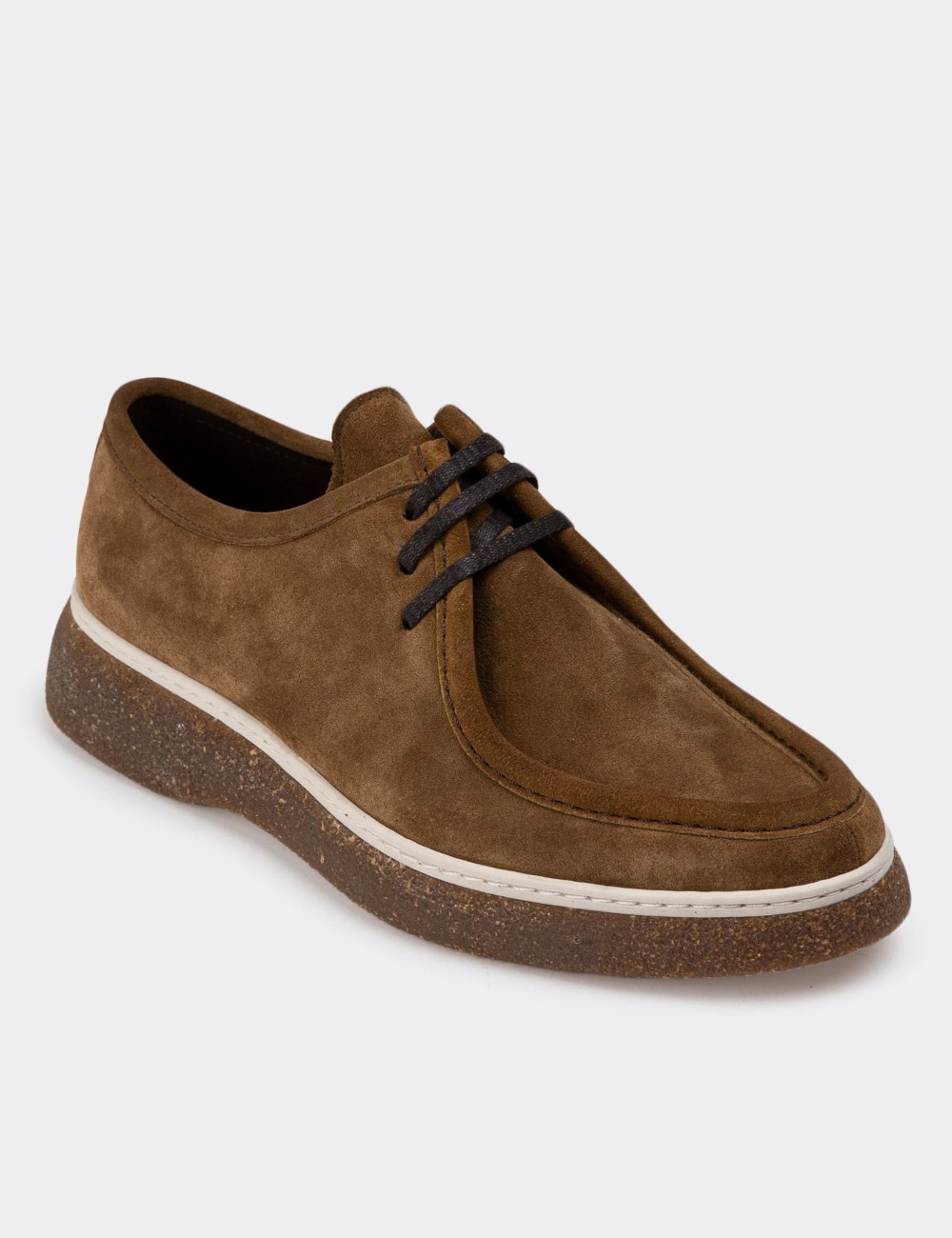 Sandstone Suede Leather Lace-up Shoes - 01927MVZNC01