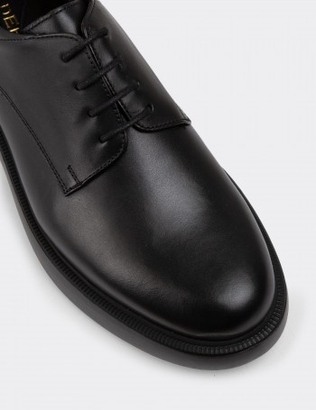 Black Leather Lace-up Shoes - 01934MSYHE02
