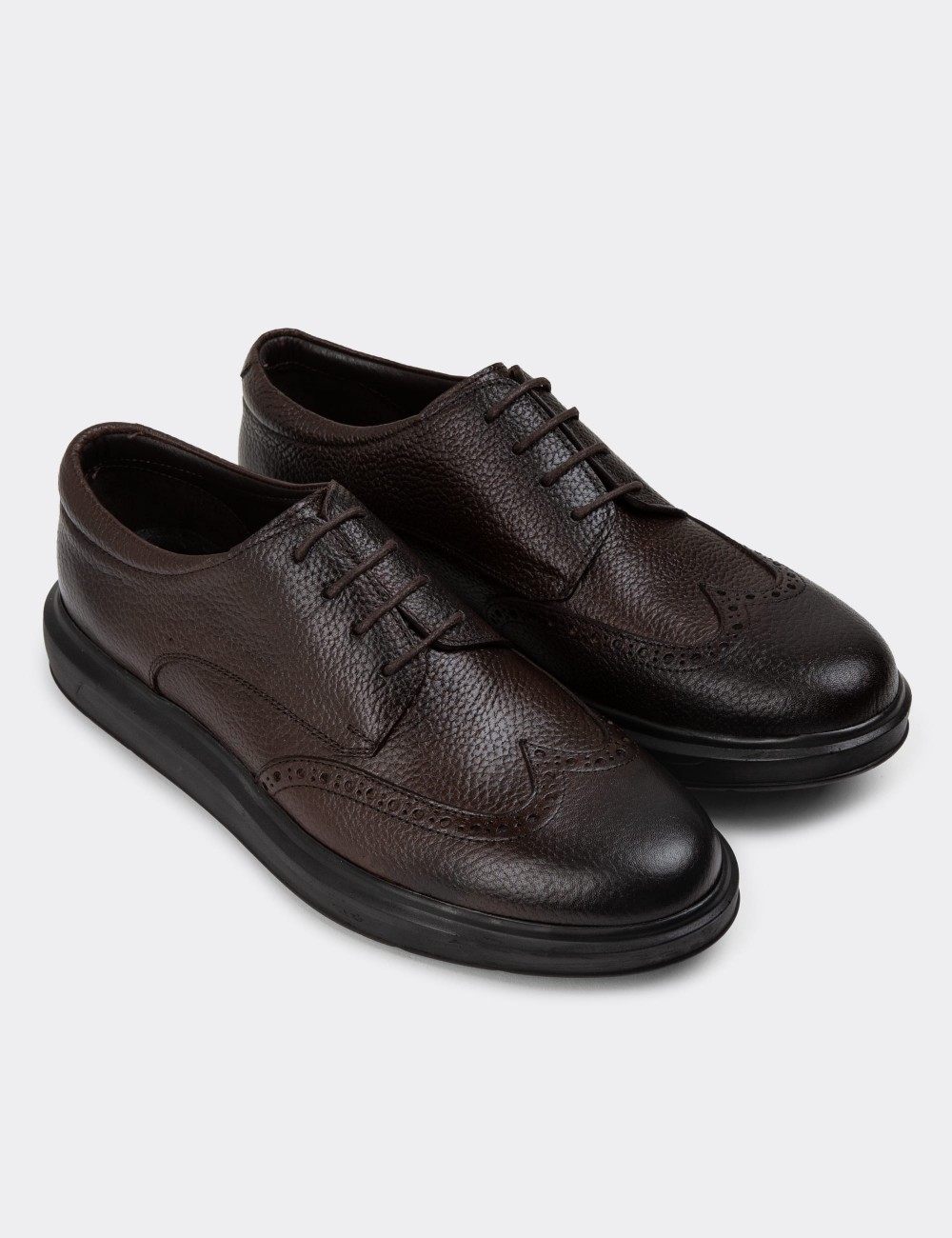 Brown Leather Lace-up Shoes - 01942MKHVP01