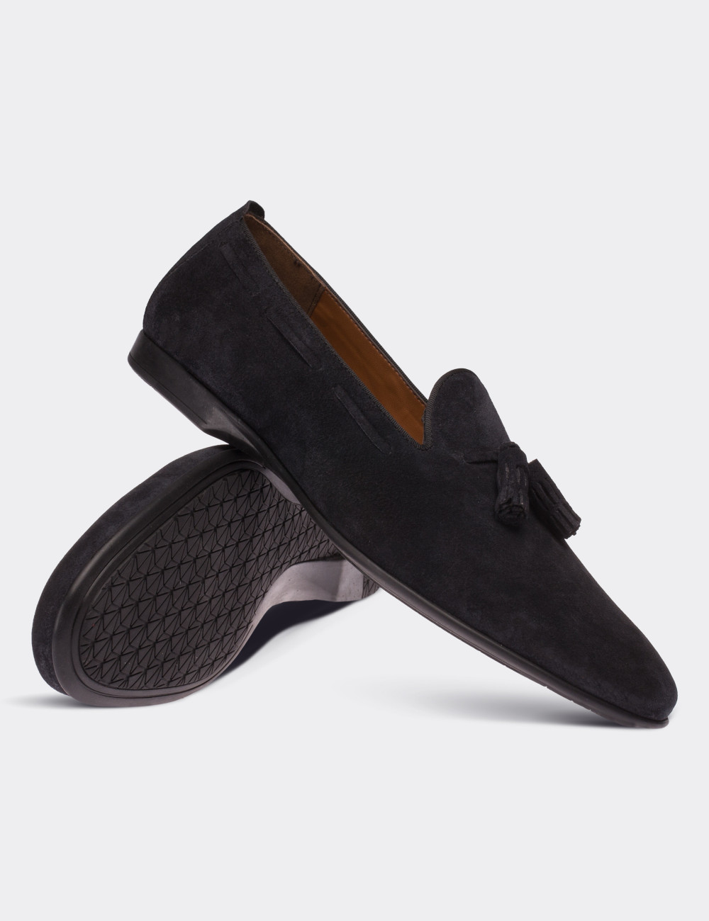 Navy Suede Leather Loafers - 01643MLCVC01