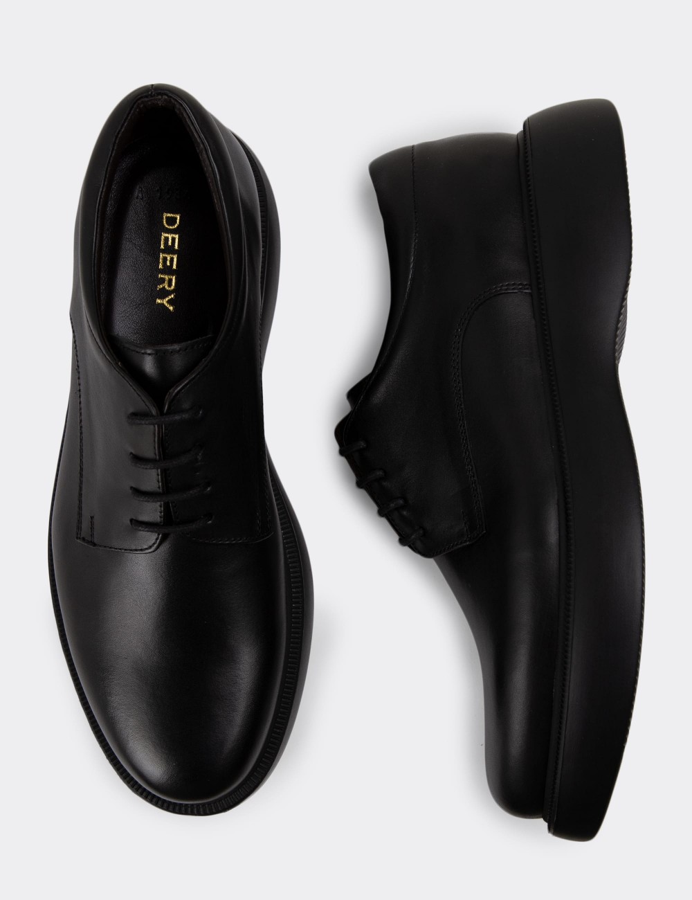 Black Leather Lace-up Shoes - 01934MSYHE02