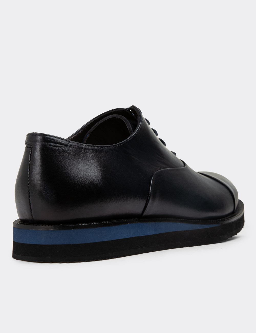 Navy Leather Lace-up Shoes - 01026MLCVE08