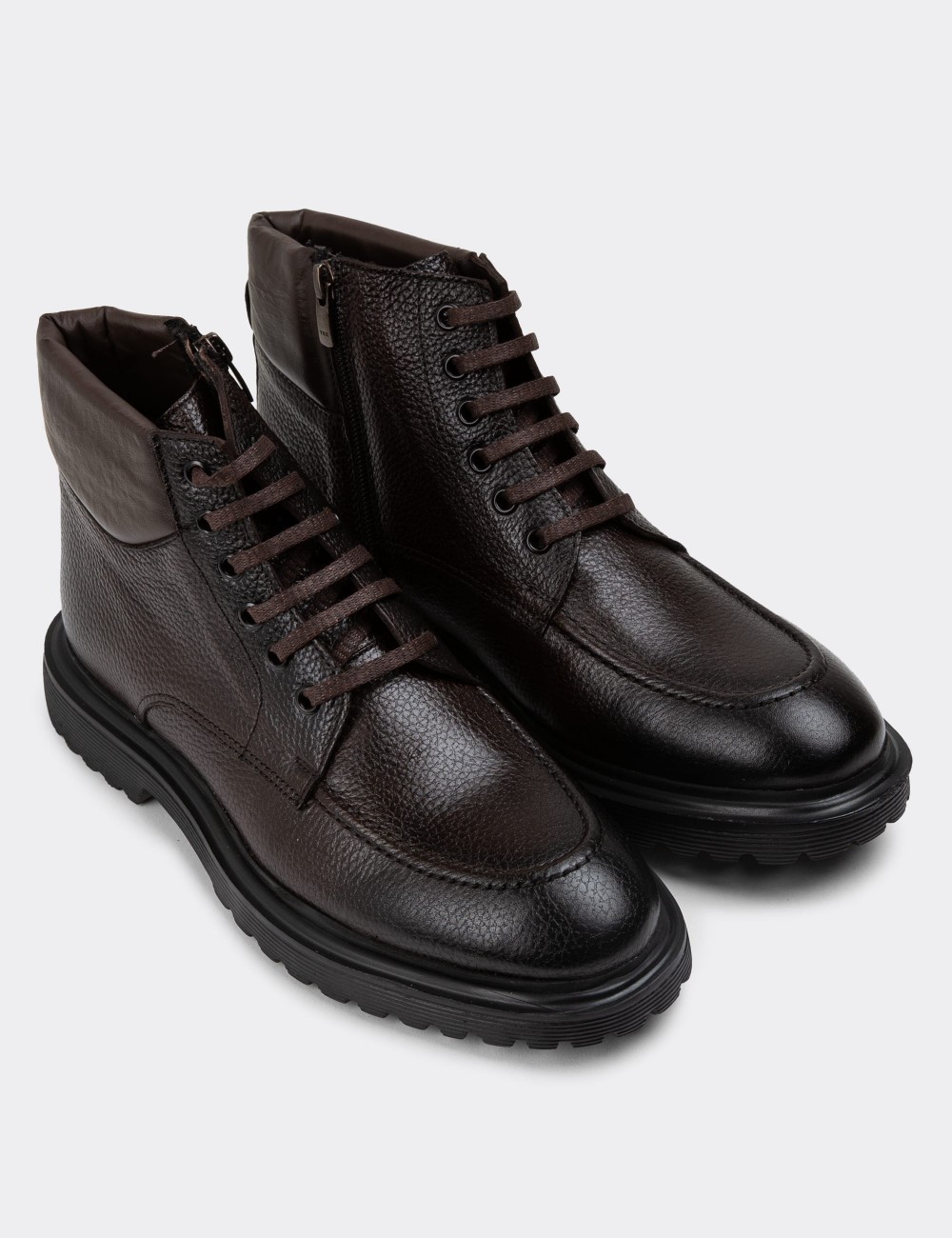 Brown Leather Boots - 01929MKHVE02