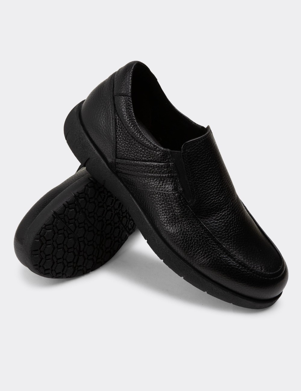 Black Leather Loafers - 01946MSYHC01