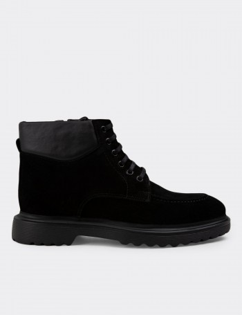 Black Suede Leather Boots - 01929MSYHE02