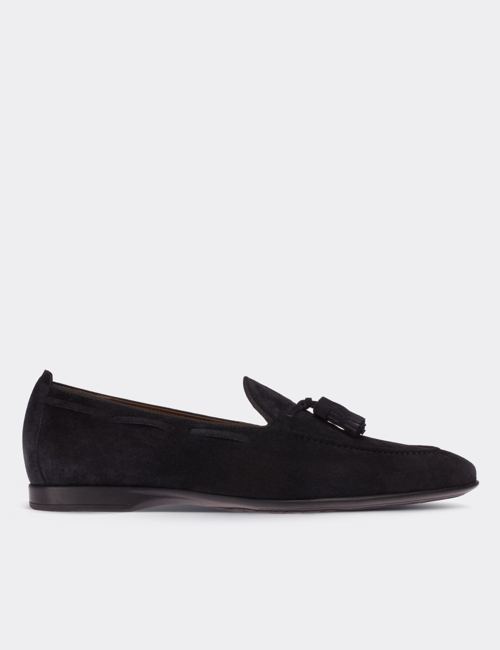 Navy Suede Leather Loafers - 01642MLCVC01