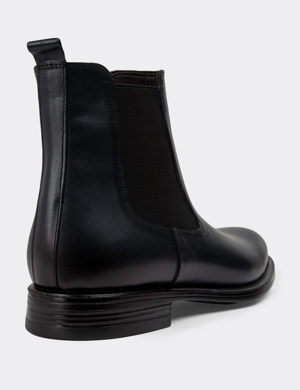Navy Leather Chelsea Boots - 01919MLCVC01