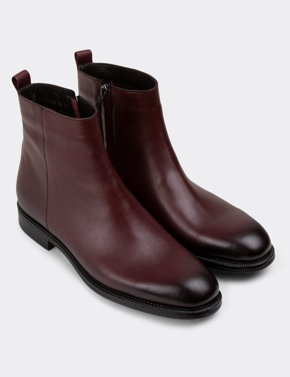 Burgundy Leather Boots - 01921MBRDC01