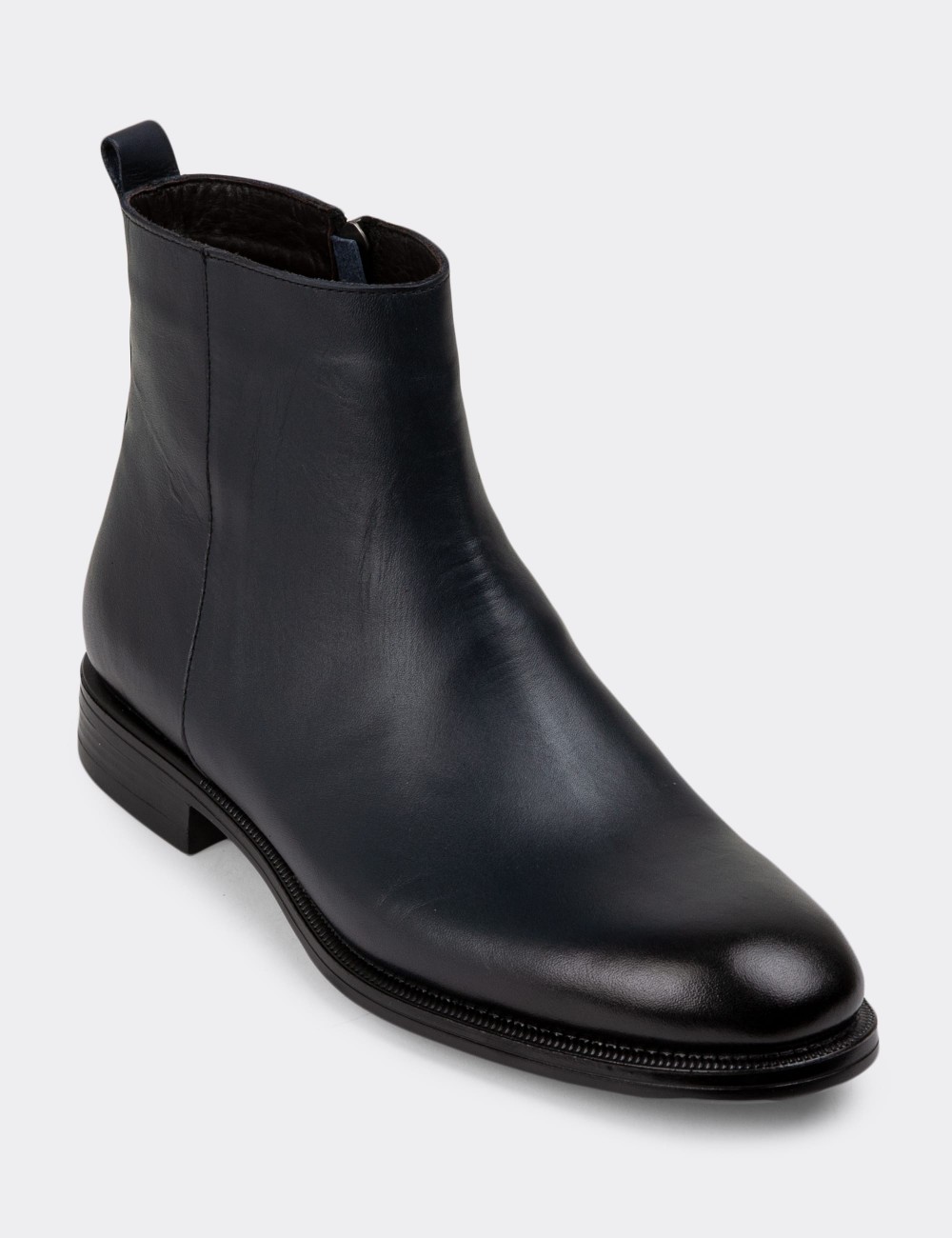 Navy Leather Boots - 01921MLCVC01
