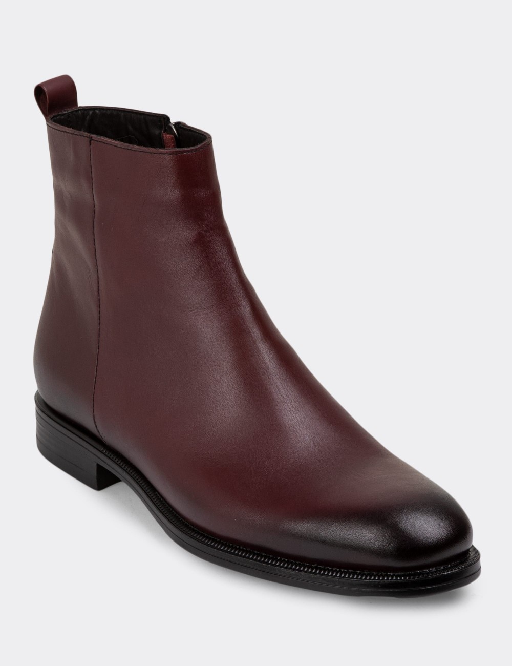 Burgundy Leather Boots - 01921MBRDC01
