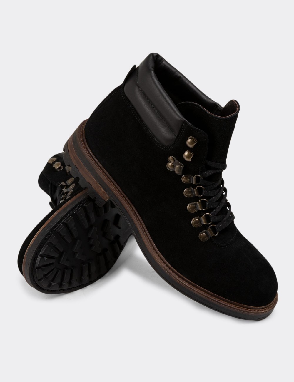 Black Suede Leather Boots - 01923MSYHC02