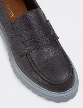 Gray Leather Loafers - 01903ZGRIP01