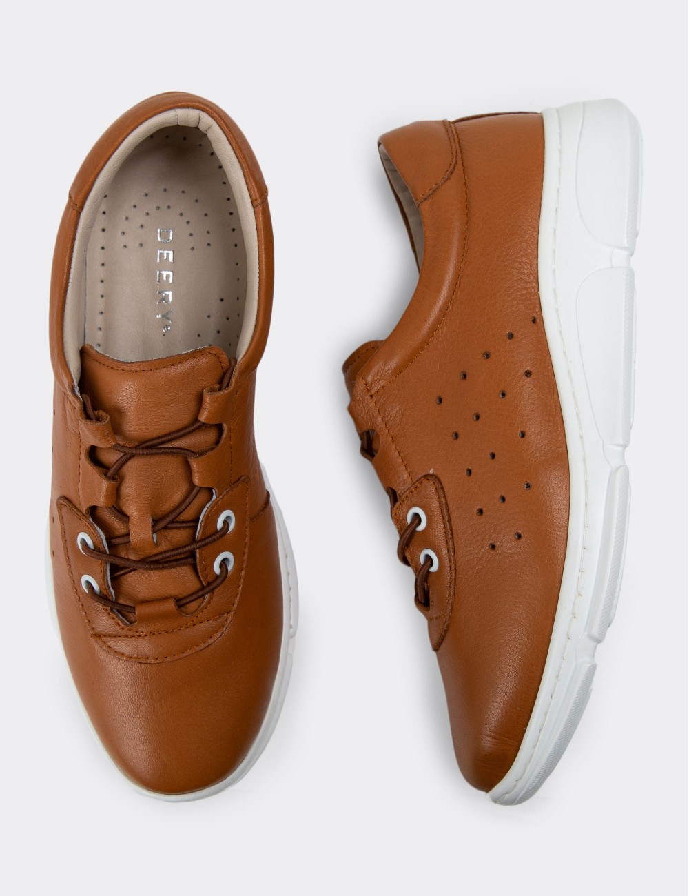 Tan Leather Sneakers - SE405ZTBAP01