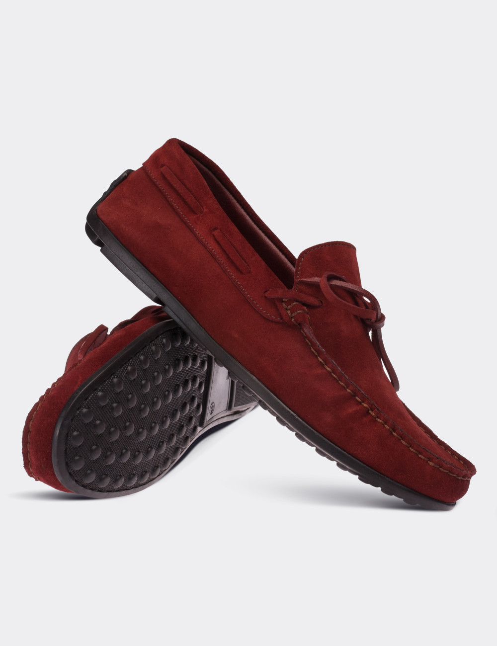 Burgundy Suede Leather Drivers - 01647MBRDC01
