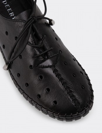 Black Leather Lace-up Shoes - SE425ZSYHP01