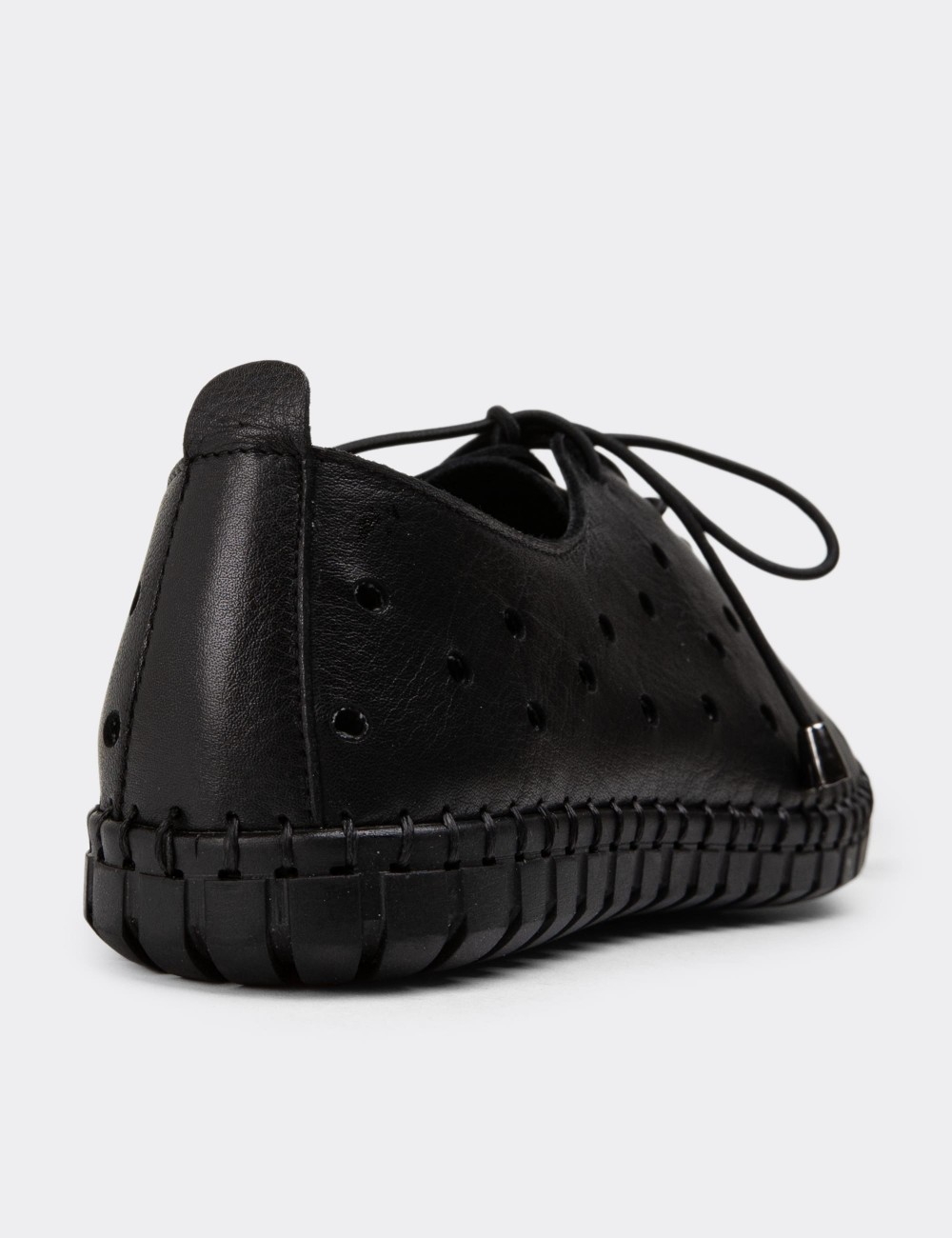 Black Leather Lace-up Shoes - SE425ZSYHP01